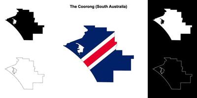 The Coorong blank outline map set vector