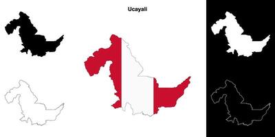 Ucayali region outline map set vector