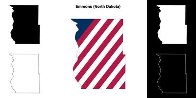 Emmons County, North Dakota outline map set vector