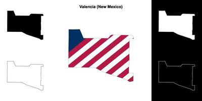 Valencia County, New Mexico outline map set vector