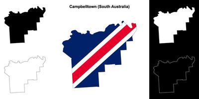 Campbelltown blank outline map set vector