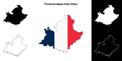 Provence-Alpes-Cote d Azur region outline map set vector