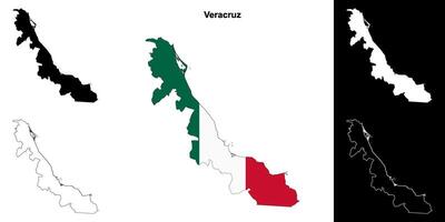 Veracruz state outline map set vector