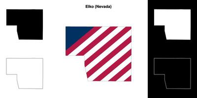 Elko County, Nevada outline map set vector