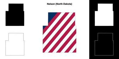 Nelson County, North Dakota outline map set vector