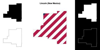 Lincoln County, New Mexico outline map set vector