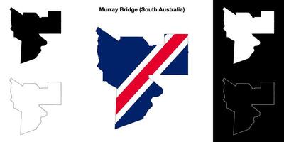 Murray Bridge blank outline map set vector