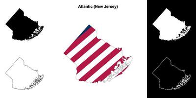 Atlantic County, New Jersey outline map set vector