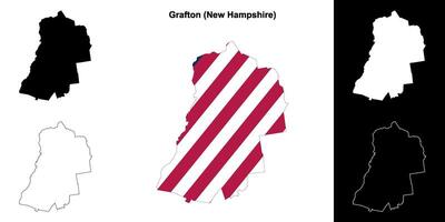 Grafton County, New Hamshire outline map set vector