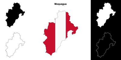 Moquegua region outline map set vector