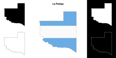 La Pampa province outline map set vector