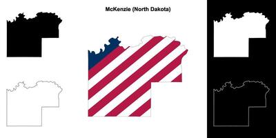 McKenzie County, North Dakota outline map set vector