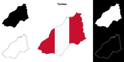 Tumbes region outline map set vector