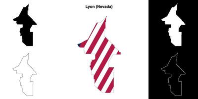 Lyon County, Nevada outline map set vector