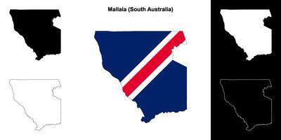 Mallala blank outline map set vector