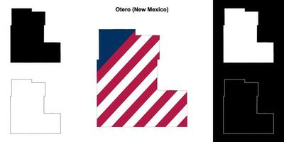 Otero County, New Mexico outline map set vector