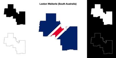 Loxton Waikerie blank outline map set vector