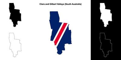 Clare and Gilbert Valleys blank outline map set vector