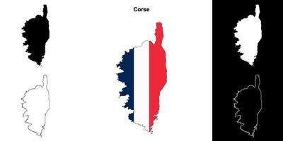 Corse region outline map set vector