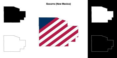 Socorro County, New Mexico outline map set vector