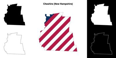 Cheshire County, New Hamshire outline map set vector