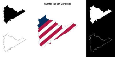 Sumter County, South Carolina outline map set vector