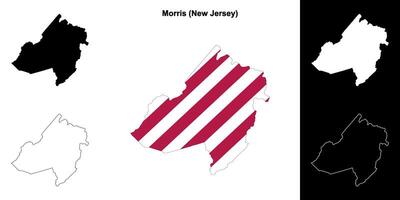 Morris County, New Jersey outline map set vector