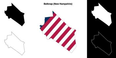 Belknap County, New Hamshire outline map set vector