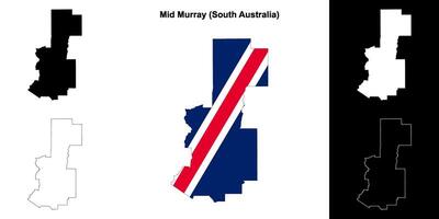 Mid Murray blank outline map set vector