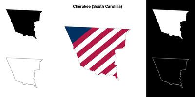 Cherokee County, South Carolina outline map set vector