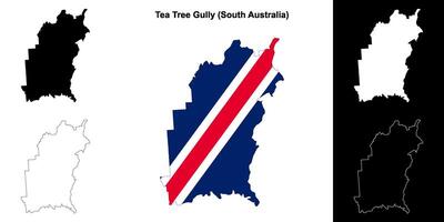 Tea Tree Gully blank outline map set vector