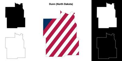 Dunn County, North Dakota outline map set vector