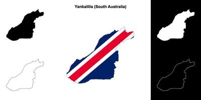 Yankalilla blank outline map set vector