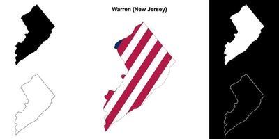 Warren County, New Jersey outline map set vector