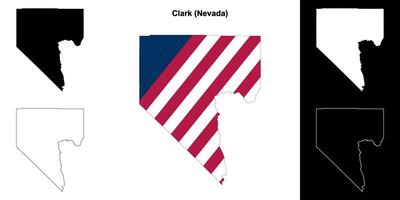 Clark County, Nevada outline map set vector