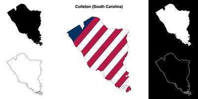 Colleton County, South Carolina outline map set vector