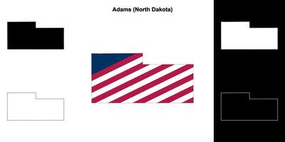 Adams County, North Dakota outline map set vector