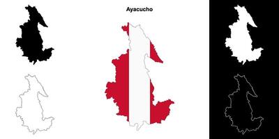 Ayacucho region outline map set vector