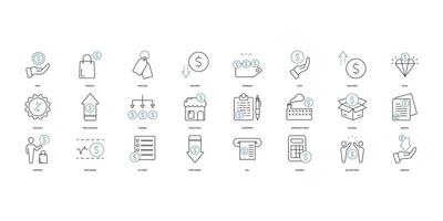 Price icons set. Set of editable stroke icons.Set of Price vector