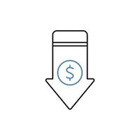 price down concept line icon. Simple element illustration. price down concept outline symbol design. vector