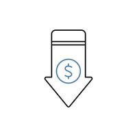 price down concept line icon. Simple element illustration. price down concept outline symbol design. vector