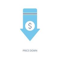 price down concept line icon. Simple element illustration. price down concept outline symbol design. vector