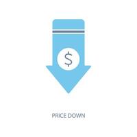 price down concept line icon. Simple element illustration. price down concept outline symbol design. vector