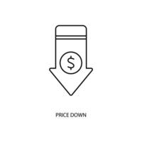 price down concept line icon. Simple element illustration. price down concept outline symbol design. vector