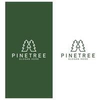 sencillo pino o abeto árbol logo pino casa evergreen.para pino bosque aventureros cámping naturaleza insignias y negocio. vector