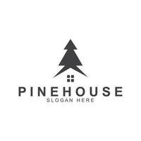 simple pine or fir tree logo pine house evergreen.for pine forest adventurers camping nature badges and business. vector