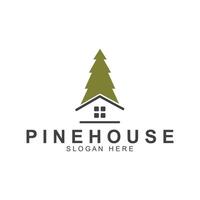 simple pine or fir tree logo pine house evergreen.for pine forest adventurers camping nature badges and business. vector