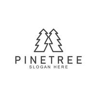 simple pine or fir tree logo pine house evergreen.for pine forest adventurers camping nature badges and business. vector