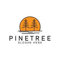 simple pine or fir tree logo pine house evergreen.for pine forest adventurers camping nature badges and business. vector