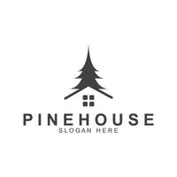 simple pine or fir tree logo pine house evergreen.for pine forest adventurers camping nature badges and business. vector